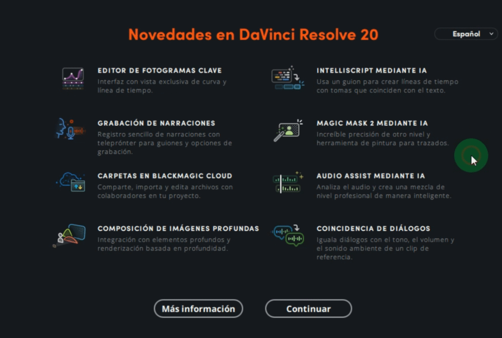 novedades en davinci resolve 20